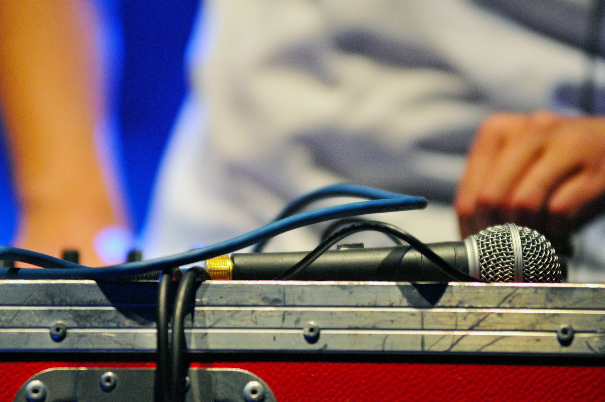 DJ table and microphone